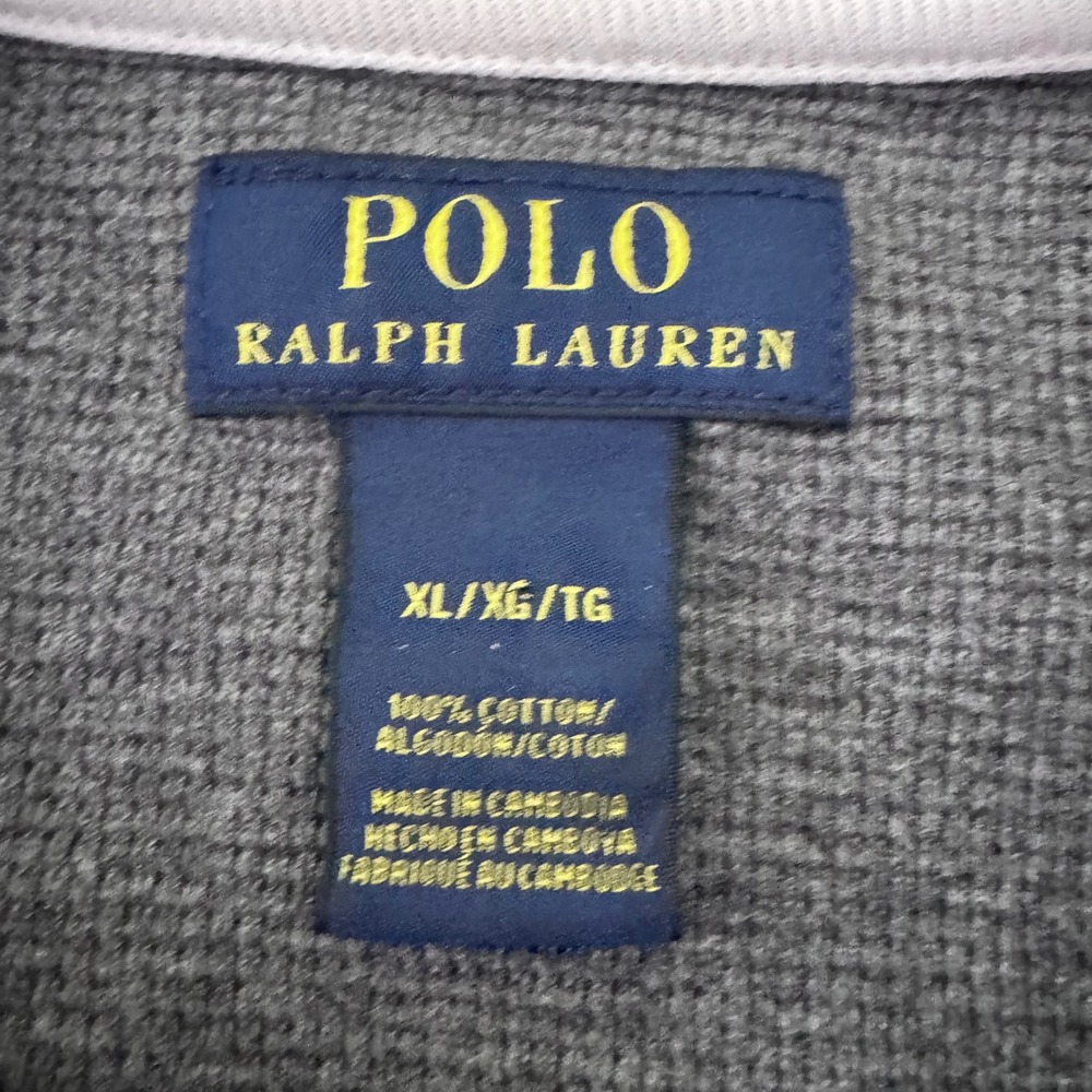 Polo Ralph Lauren Henley Shirt Mens XL Waffle Knit Cotton Regular Fit Gray - Picture 3 of 7